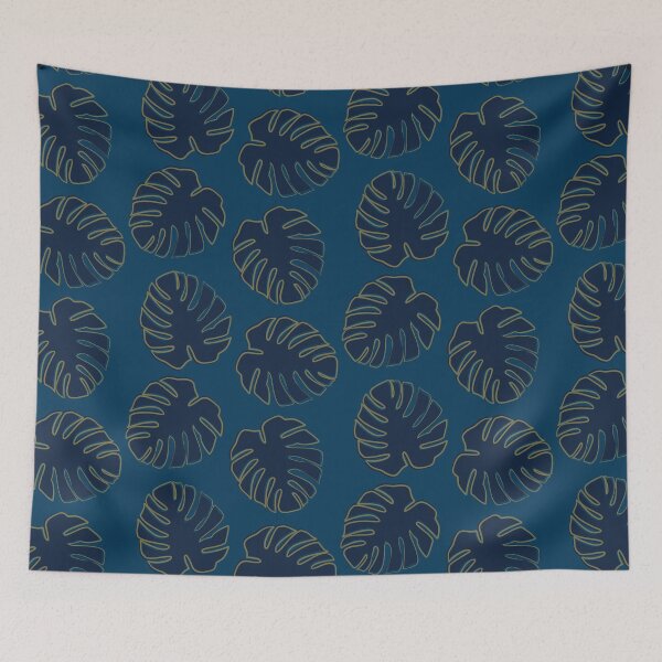 Item preview, Monstera Leaves in Blue designed and sold by VintageStyle.