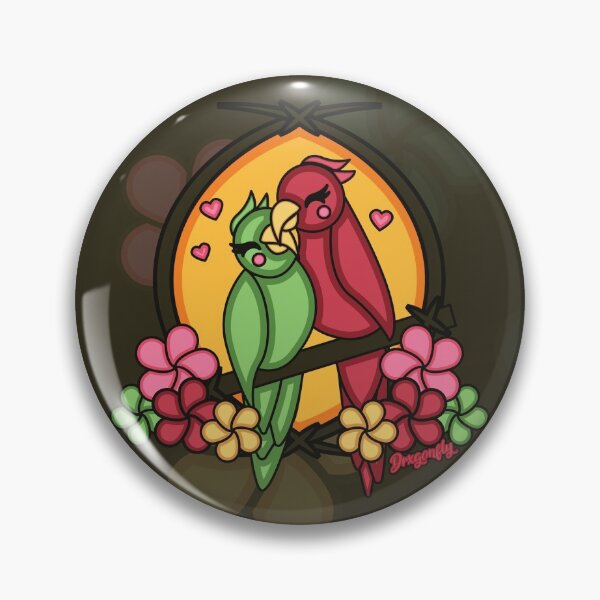 Item preview, Green and Red Tiki Love Birds Pattern designed and sold by drxgonfly.