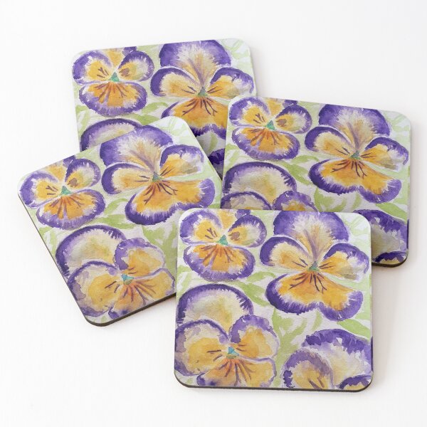 Item preview, Viola Watercolor Purple Edged Yellow Floral Pattern designed and sold by Sarah  Rajkotwala.