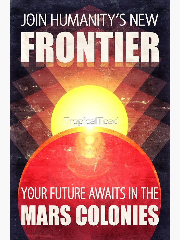 Disover Mars Colonization Propaganda Illustration Premium Matte Vertical Poster