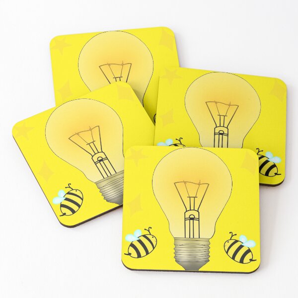 Item preview, Yellow Bulb With Bees and Stars designed and sold by the-tree.