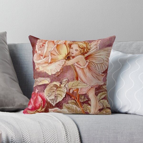 “The Rose Fairy” by Cicely Mary Barker Throw Pillow