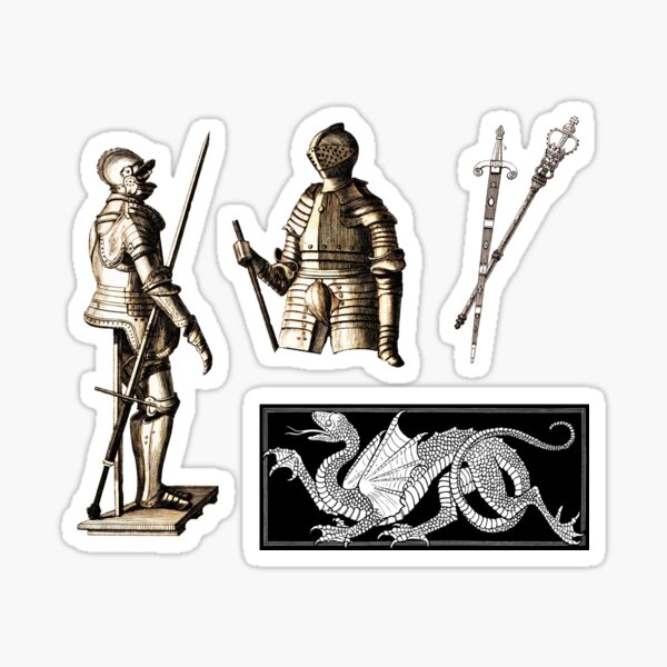 Artikel-Vorschau von Ritter-Stickerpaket - Vintage Retro Anime Comic, designt und verkauft von elevens.