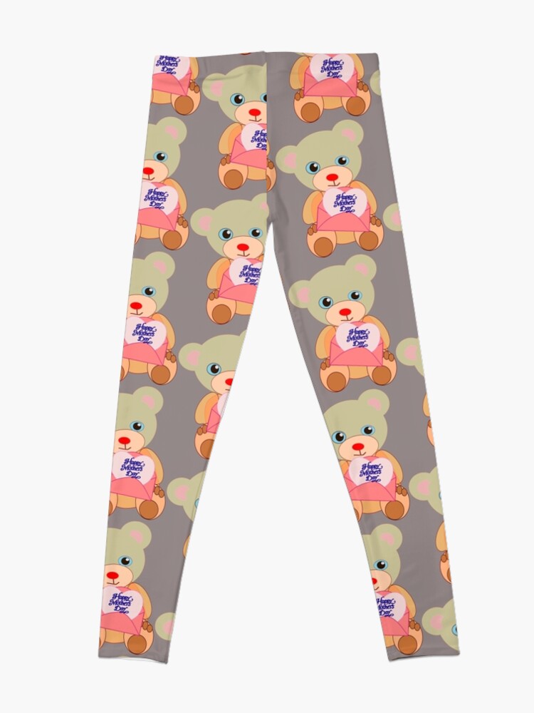 Alternate view of Teddy with mother's day message Leggings