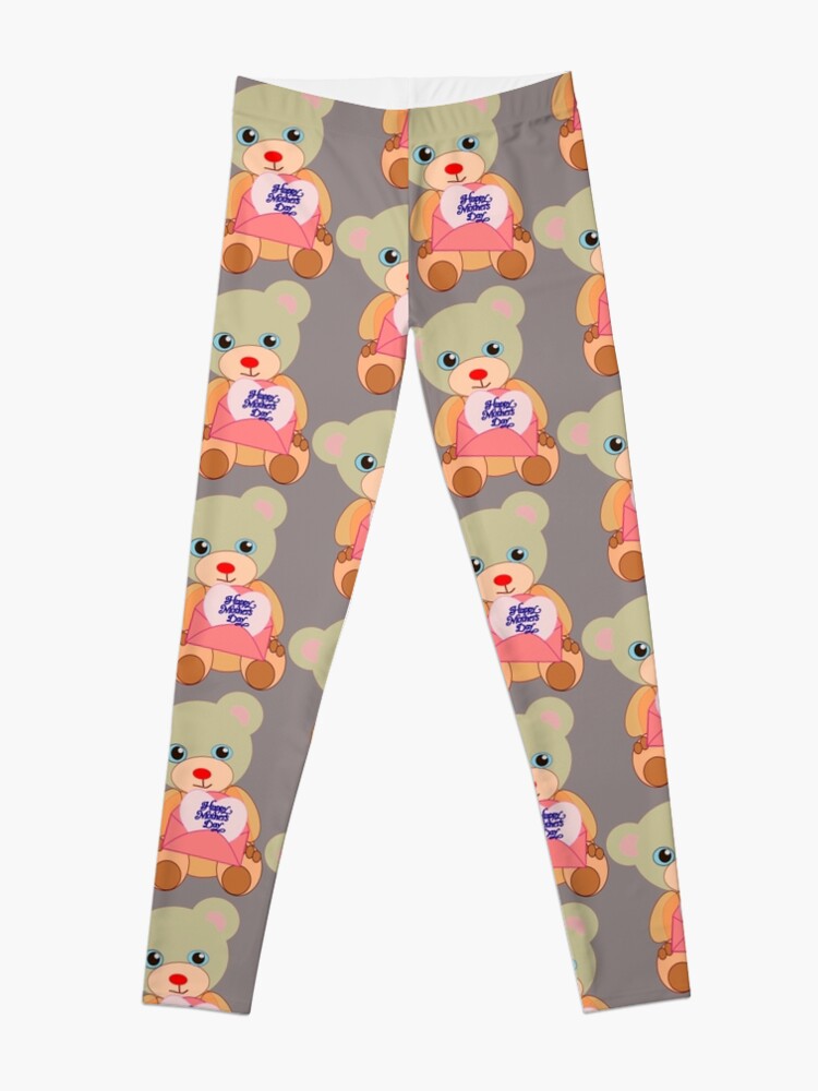 Alternate view of Teddy with mother's day message Leggings
