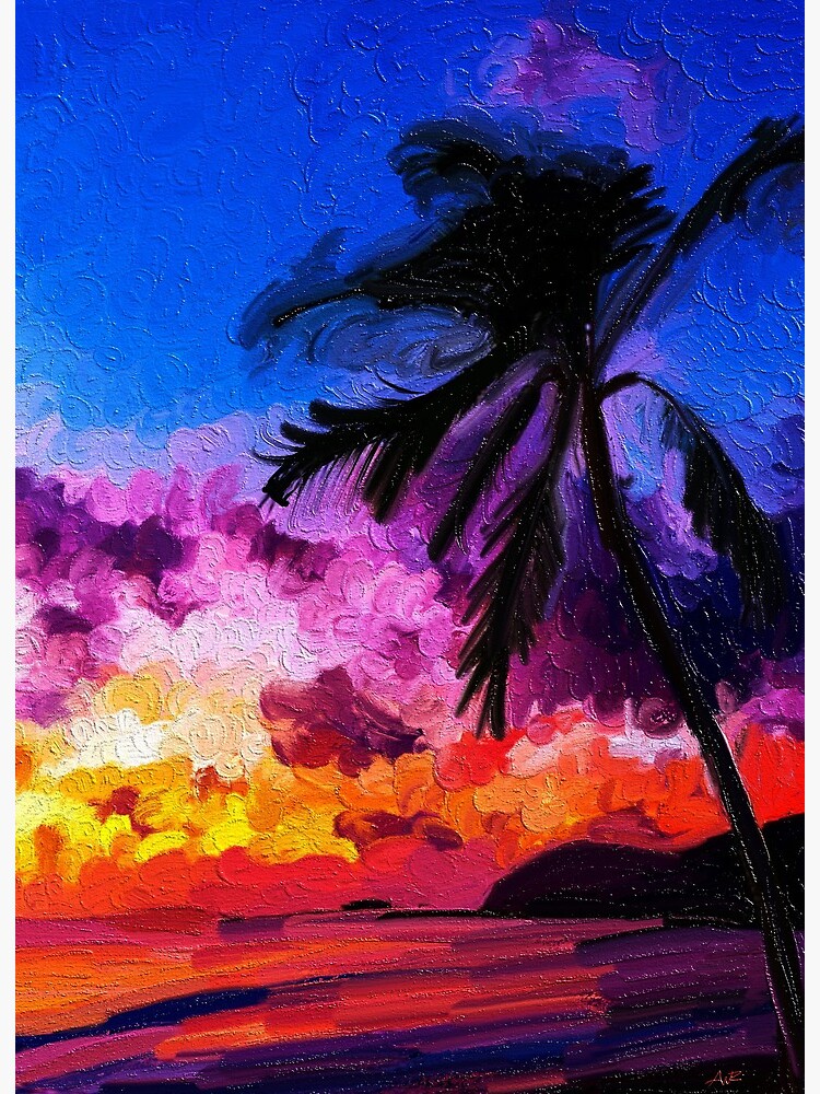 redbubble sunset painting art board