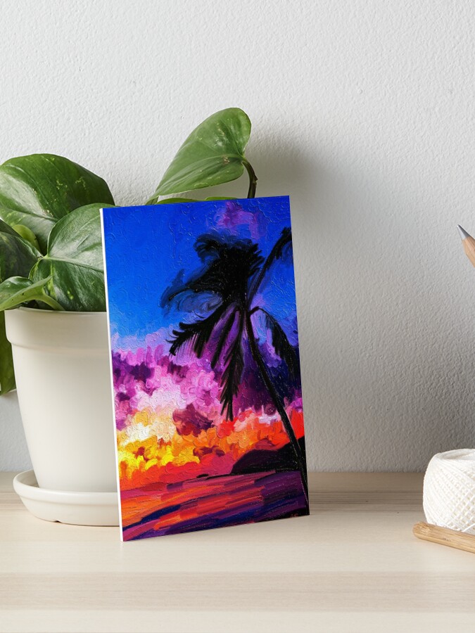 redbubble sunset painting art board