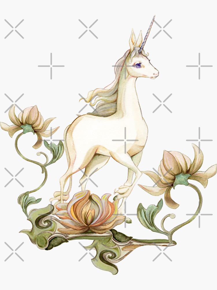 "Last Unicorn Flower Garden" Sticker for Sale by Miriam Steinau