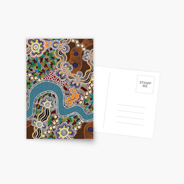 Authentische Kunst der Aborigines - Big River Postkarte