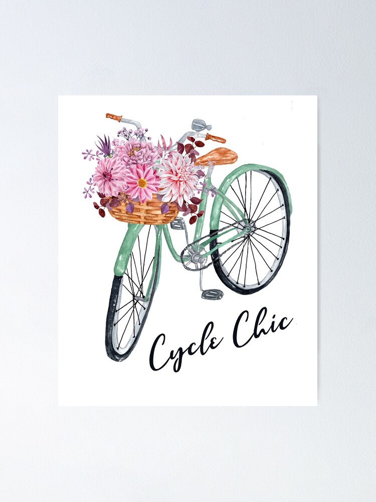 Bicycle with Flower Baskets in Watercolor, Notebook Blank Journal