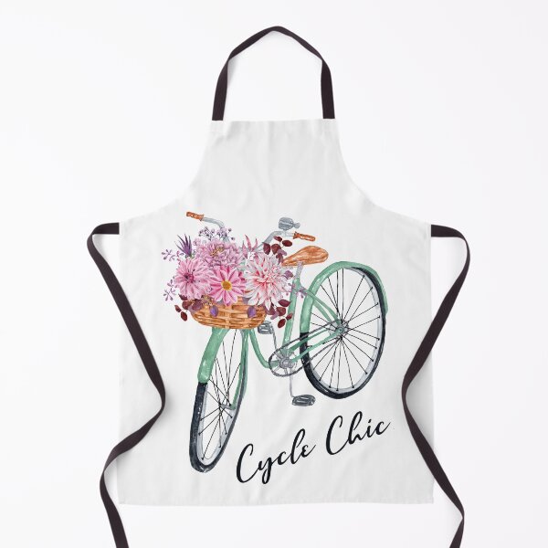 Item preview, Watercolor Turquoise Vintage Bicycle With Pink Flowers Basket Cycle Chic designed and sold by TheButtonCrew.