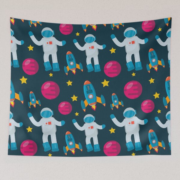 Item preview, astronaut with spaceship seamless pattern designed and sold by werezu.