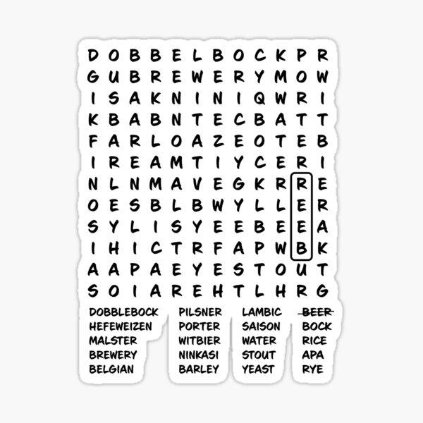 Beer Crossword Sticker