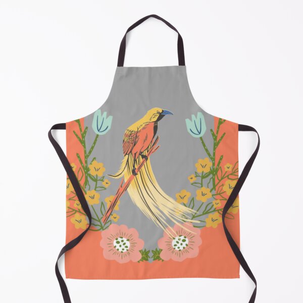 Item preview, a happy bird in the tree - orange background birds in flowers designed and sold by bluedesign2030.