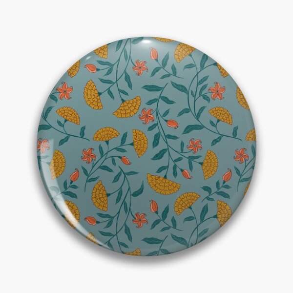 Item preview, Summer Florals Marigold Pattern - Yellow and Mint designed and sold by Artsychoke.