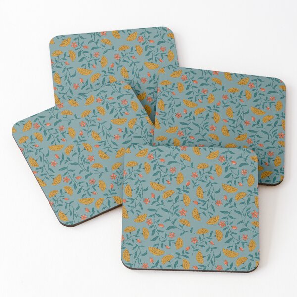 Item preview, Summer Florals Marigold Pattern - Yellow and Mint designed and sold by Artsychoke.