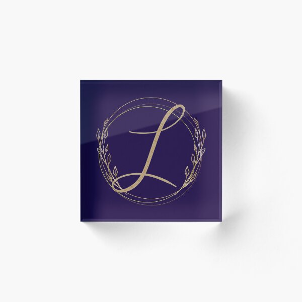 Item preview, Letter L - Gold Leaves on blue background designed and sold by Rionda.