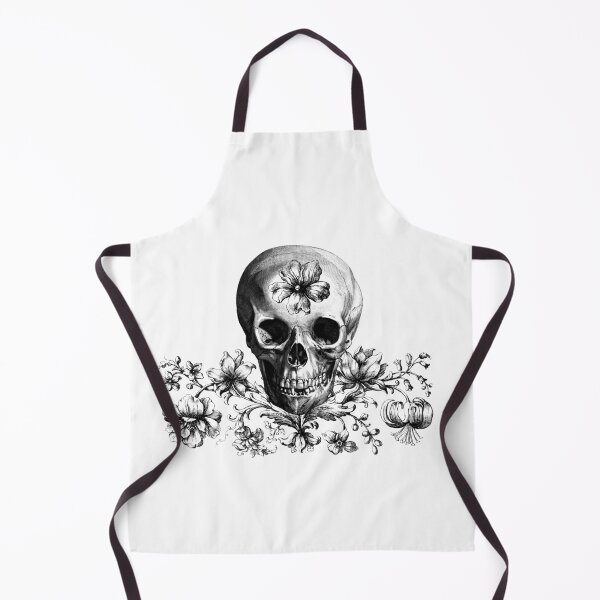 Item preview, Skull with flowers. Engraving illustration. designed and sold by EEgnat.
