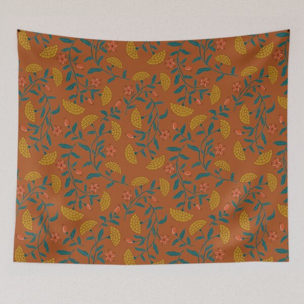 Item preview, Summer Florals Marigold Pattern - Yellow and Rust designed and sold by Artsychoke.