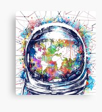 astronaut world map 3 Canvas Print