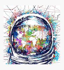 astronaut world map 3 Photographic Print