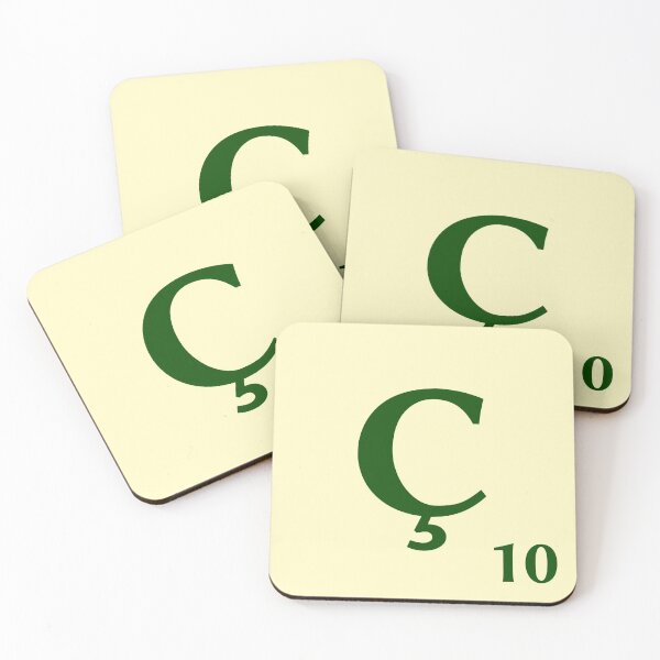 Fitxa de Scrabble de la Ç de 10 punts Posavasos (lote de 4)
