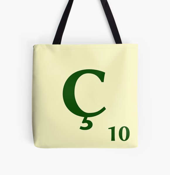 Fitxa de Scrabble de la Ç de 10 punts Bolsa estampada de tela