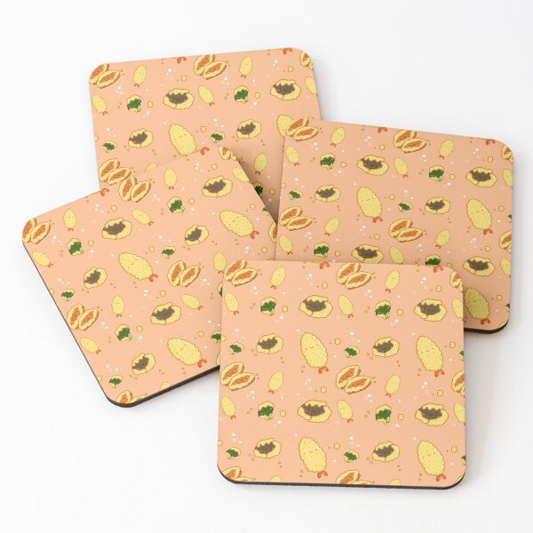 Item preview, Kawaii japanese food fried tempura seamless pattern design  designed and sold by Marie-c-doodles.
