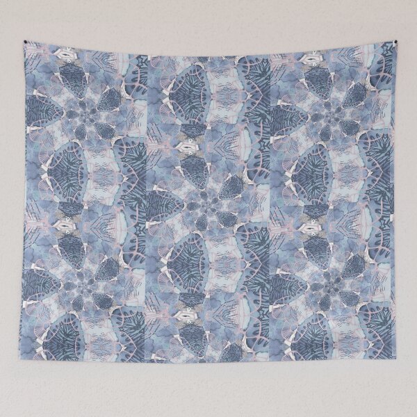 Aperçu de l'œuvre Micro microbes bleu terne bleu flore florale microbe wall art expressionnalisme art minimalisme minimaliste créée et vendue par SILVERAPPLE.