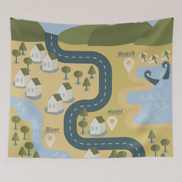 Item preview, Stylish cartoon landscape map designed and sold by CutieBlue.