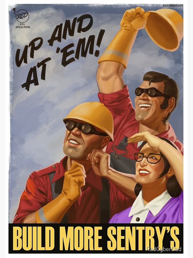 Discover TF2 Engineer Propaganda Poster Premium Matte Vertical Poster