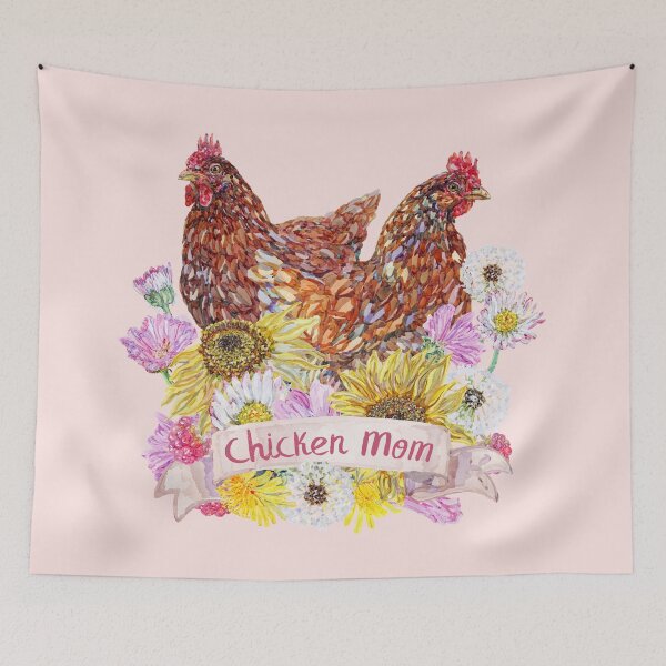 Item preview, Chicken Mom - Brown Hens and Summer Flowers designed and sold by becca-boyce.