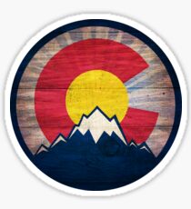 Vintage Holzberge der Colorado-Flagge Sticker