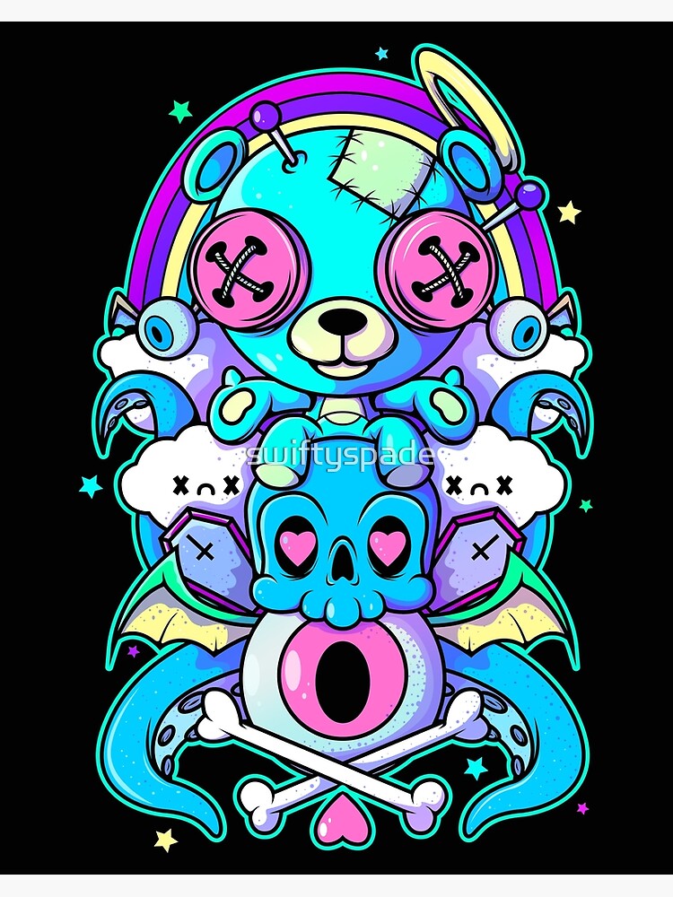 Pastel Goth Kawaii Clothes Aesthetic Japanese Teddy Bear CC | Art Board  Print