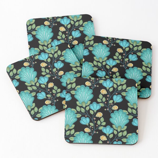 Item preview, Print with Vintage Floral Motifs on Black designed and sold by lissantee.