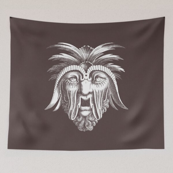 Item preview, Monster face. White engraving illustration.  designed and sold by EEgnat.