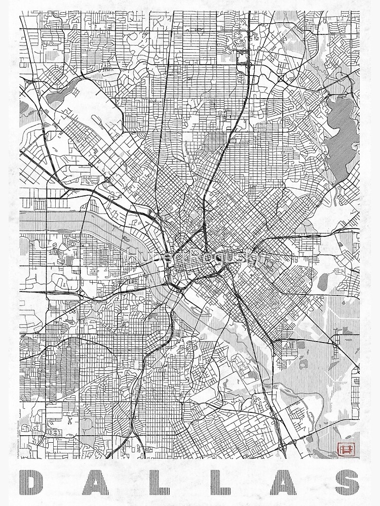 Dallas Map Line by HubertRoguski