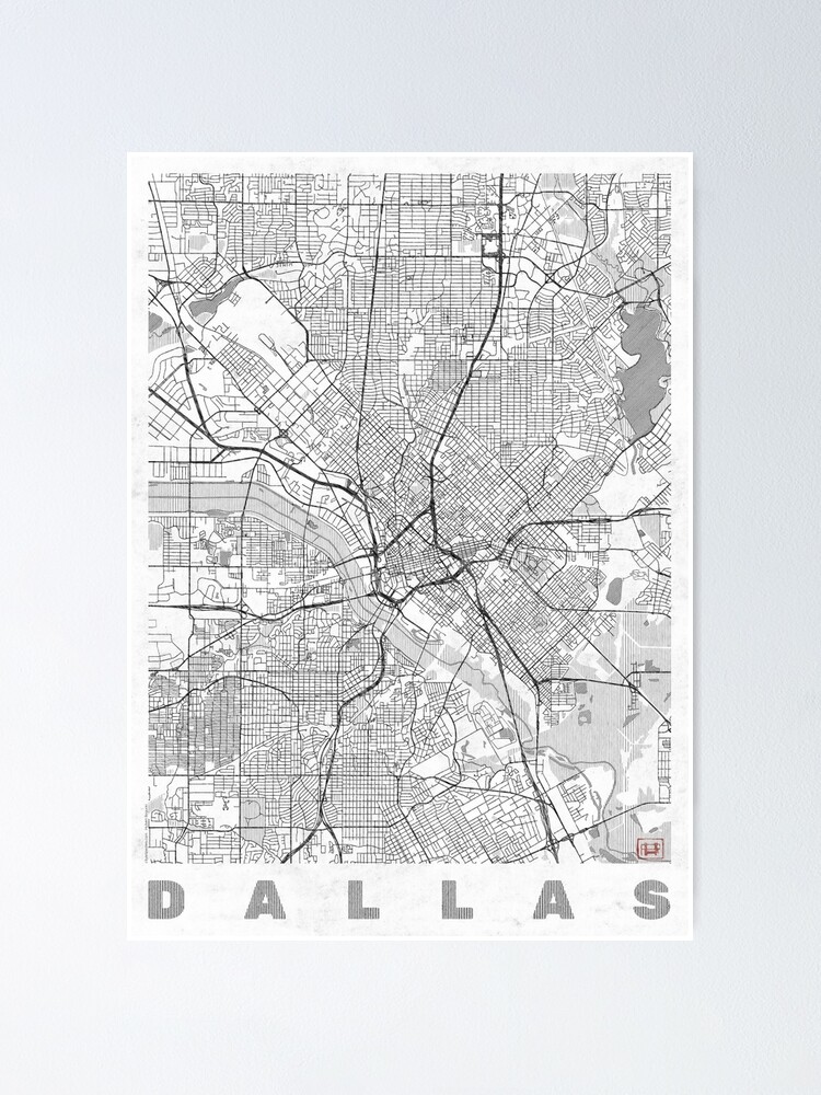 Alternate view of Dallas Map Line Poster