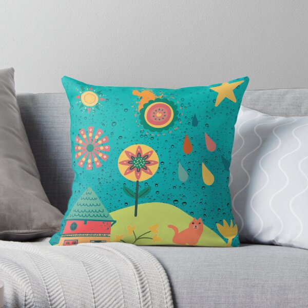 Folksy Art Scene Throw Pillow