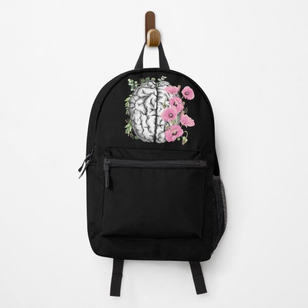 Item preview, Brain with Pink poppy, psychology, mental health, front brain, watercolor designed and sold by Collagedream.