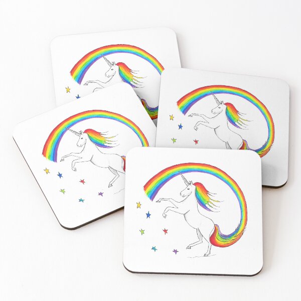 Item preview, Rainbow Unicorn with Colourful Stars Positive Print designed and sold by Maddy Bennett.