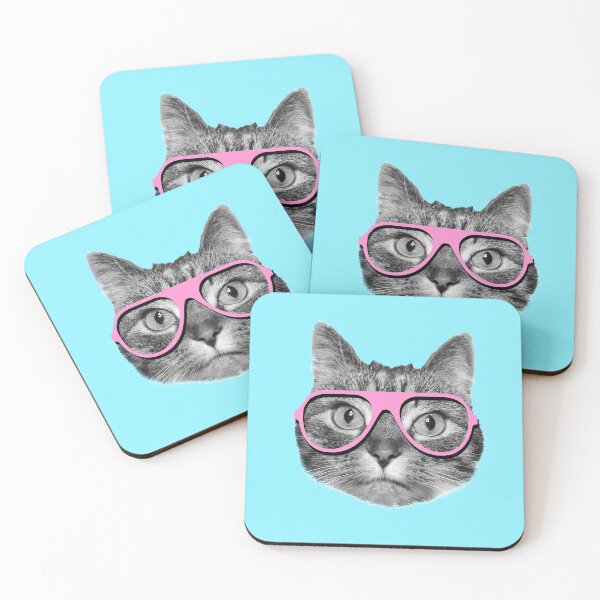 Item preview, Cat wearing cute pink eyeglasses designed and sold by Purr95.