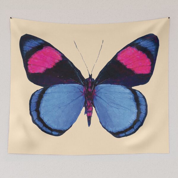 Item preview, Blue & Pink Butterfly (Yellow Background) designed and sold by Jelly Bear.