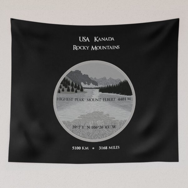 Item preview, Rocky Mountains USA Canada, mountain landscape, coordinates designed and sold by CreaVisArt.