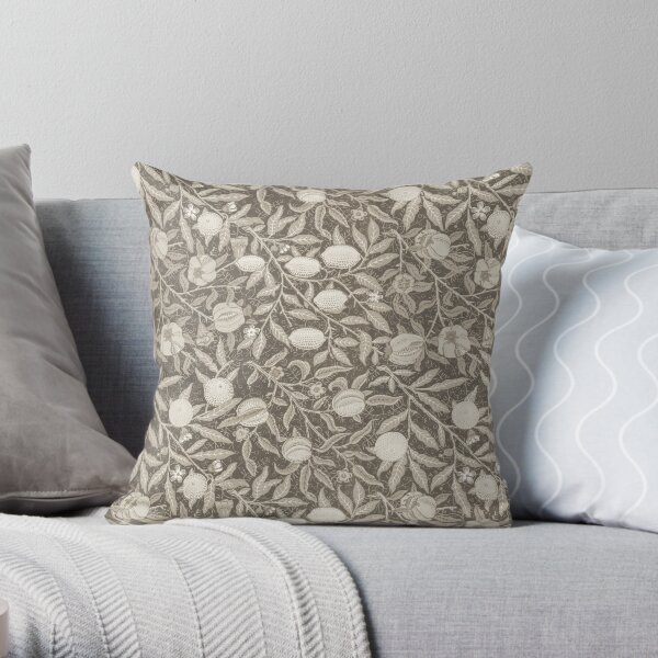 William Morris Citron Grenade Fruit Motif Sépia Vintage Coussin