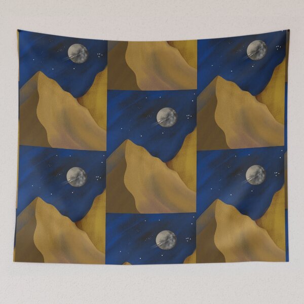 Item preview, Mountain moon Saturn planet solar system Triangle geometric shape  wall art expressionalism minimalist  minimalism art designed and sold by SILVERAPPLE.