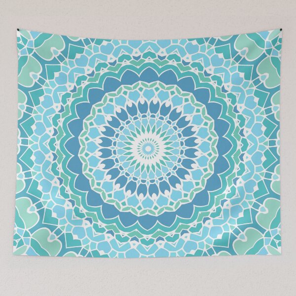 Item preview, Tranquility Green and Blue Mandala designed and sold by Kelly Dietrich Mandala & Fractal Art.