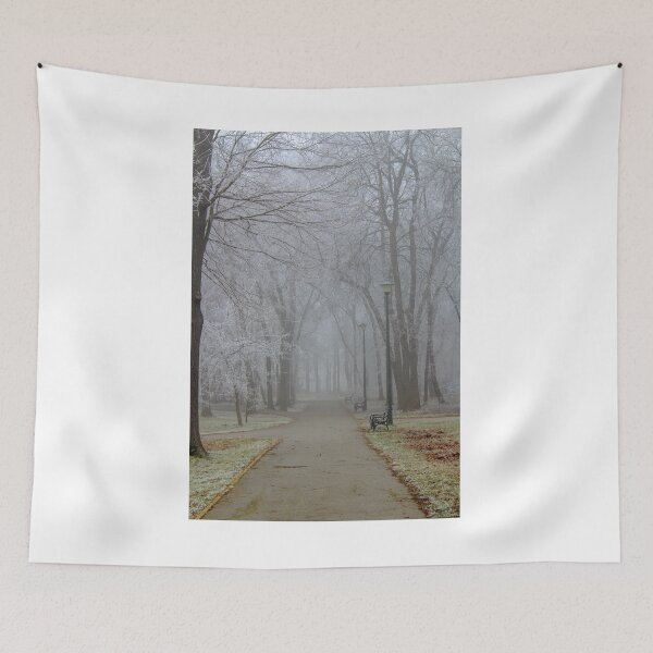 Item preview, Forrest park during foggy day in Subotica, Serbia designed and sold by nikola993.
