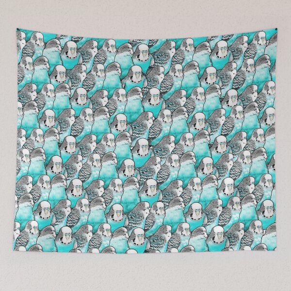 Item preview, Budgie Cyan Blue Pattern designed and sold by Alienphysique.