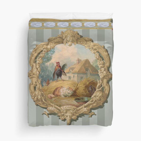 Le Cochet, le Chat et le Souriceau Duvet Cover